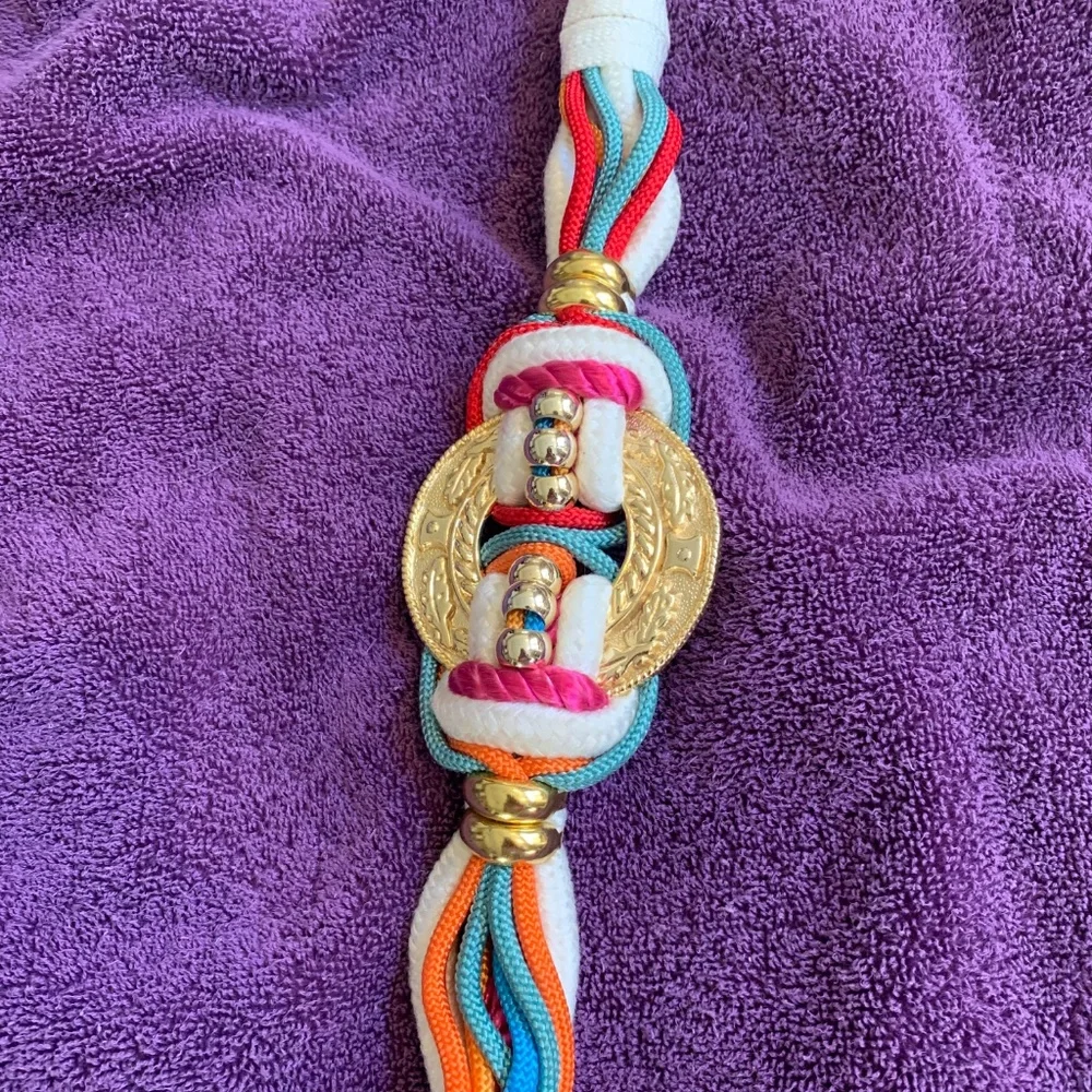 White Multi Color Rope Belt sz S